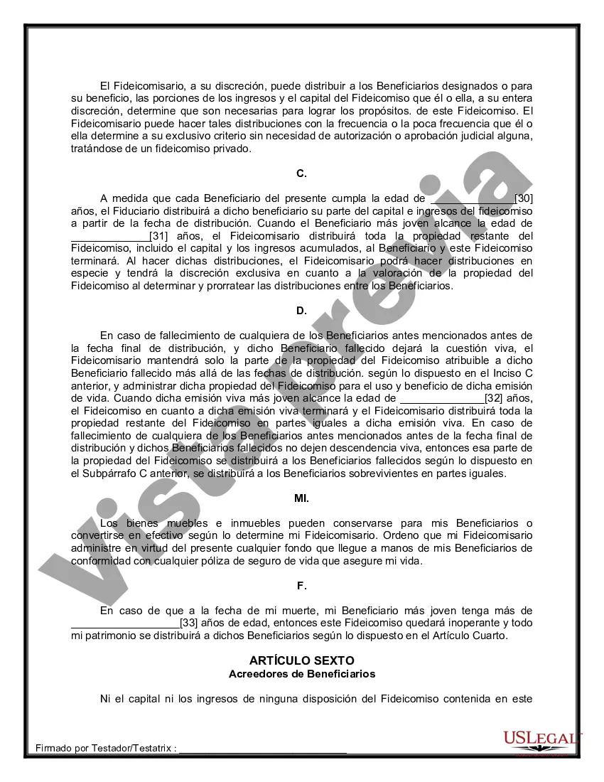 Preview Formulario de última voluntad y testamento legal para personas divorciadas que no se han vuelto a casar con hijos menores