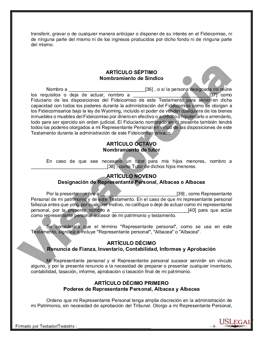 Preview Formulario de última voluntad y testamento legal para personas divorciadas que no se han vuelto a casar con hijos adultos y menores