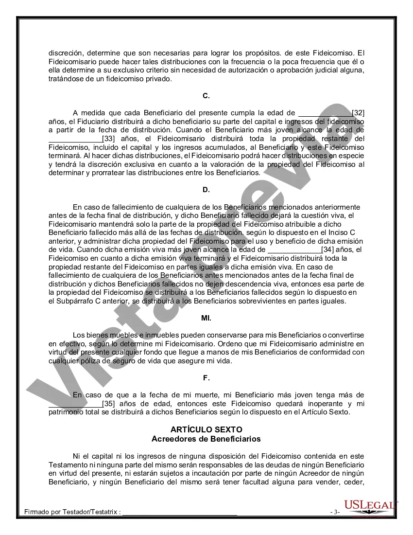 Preview Formulario de última voluntad y testamento legal para personas divorciadas que no se han vuelto a casar con hijos adultos y menores