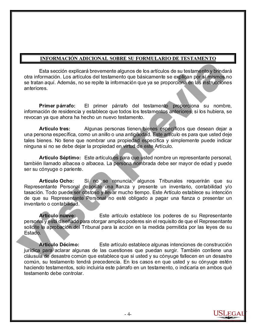 Preview Paquete de Voluntades Mutuas con Últimas Voluntades y Testamentos para Pareja Casada con Hijos Adultos