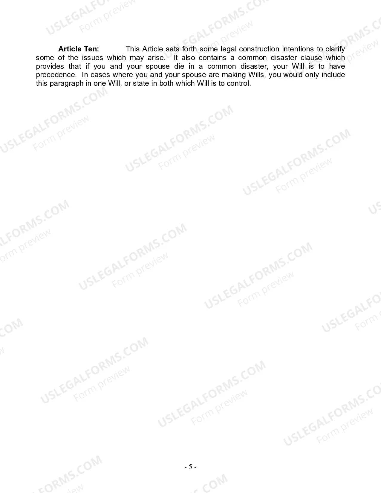 Preview Mutual Wills Package for Married Couple with Adult Children