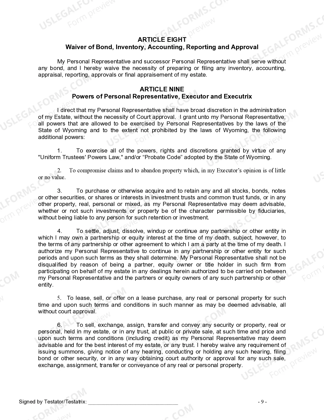 Preview Last Will and Testament for a Married Person with No Children