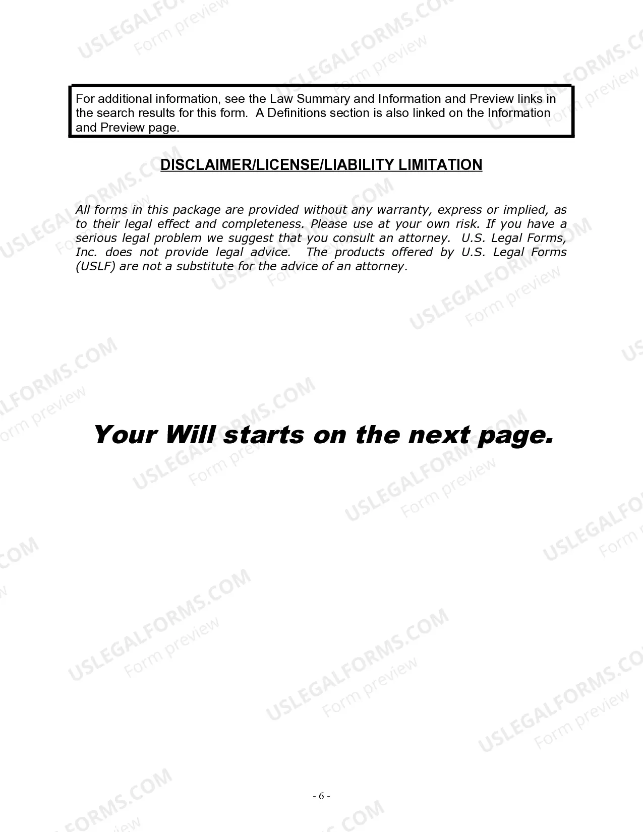 Preview Last Will and Testament for a Married Person with No Children