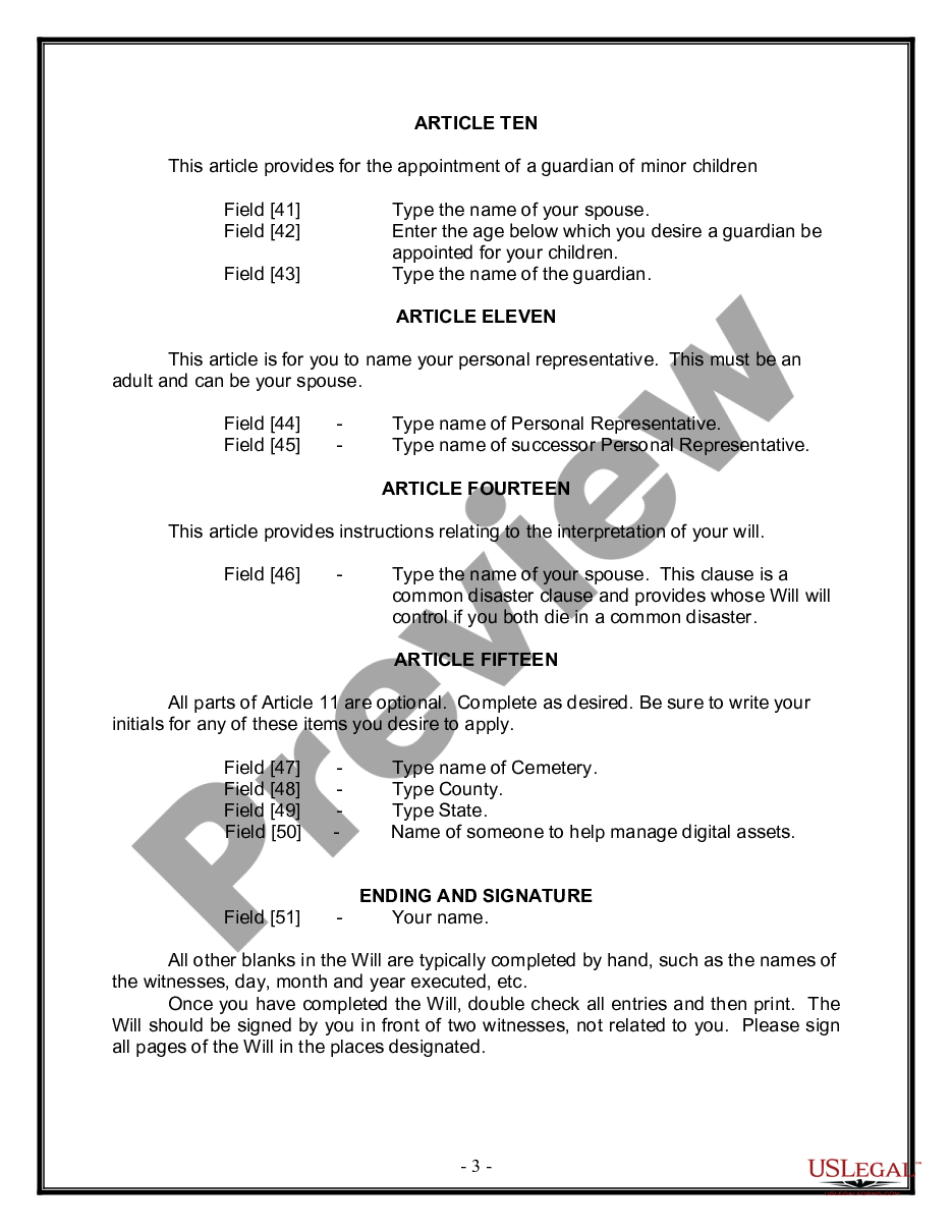 page 2 Legal Last Will and Testament Form for Married person with Minor Children preview