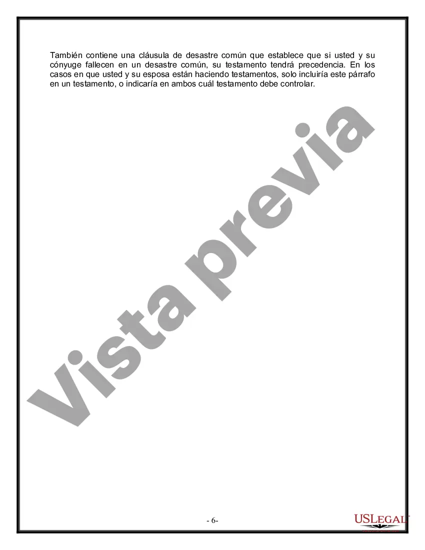 Preview Formulario Legal de Última Voluntad y Testamento para Persona Casada con Hijos Adultos y Menores de Matrimonio Anterior