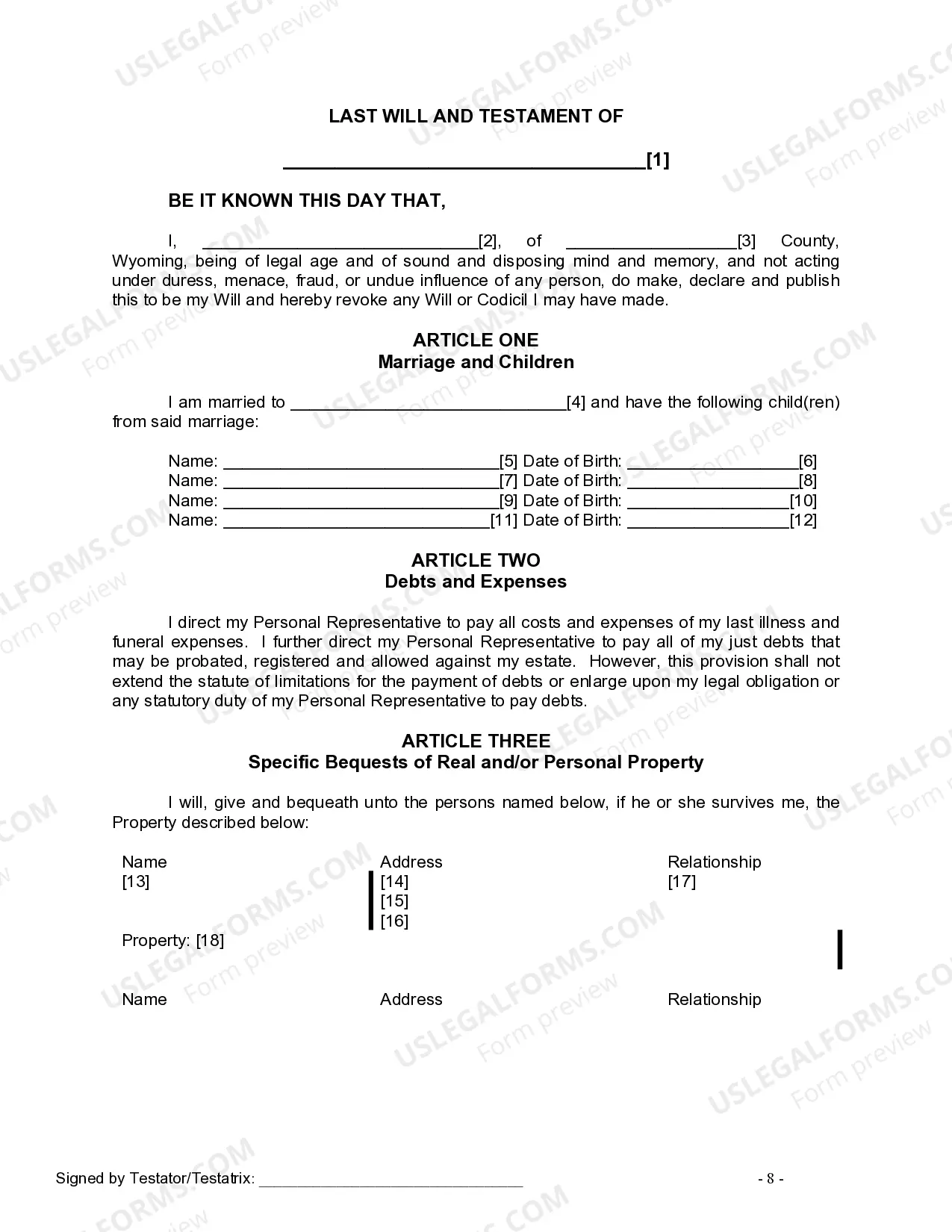 Preview Mutual Wills Package for Married Couple with Adult and Minor Children
