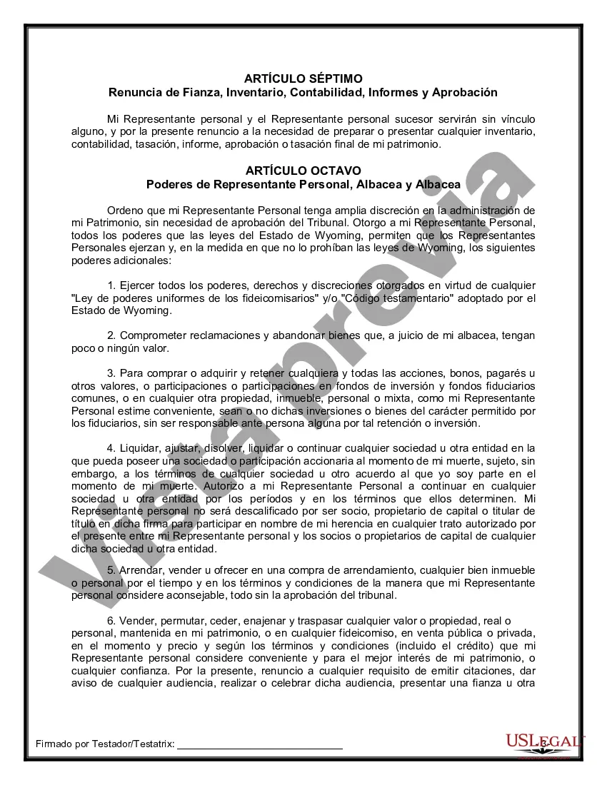 Preview Formulario de testamento y última voluntad legal para viuda o viudo con hijos adultos