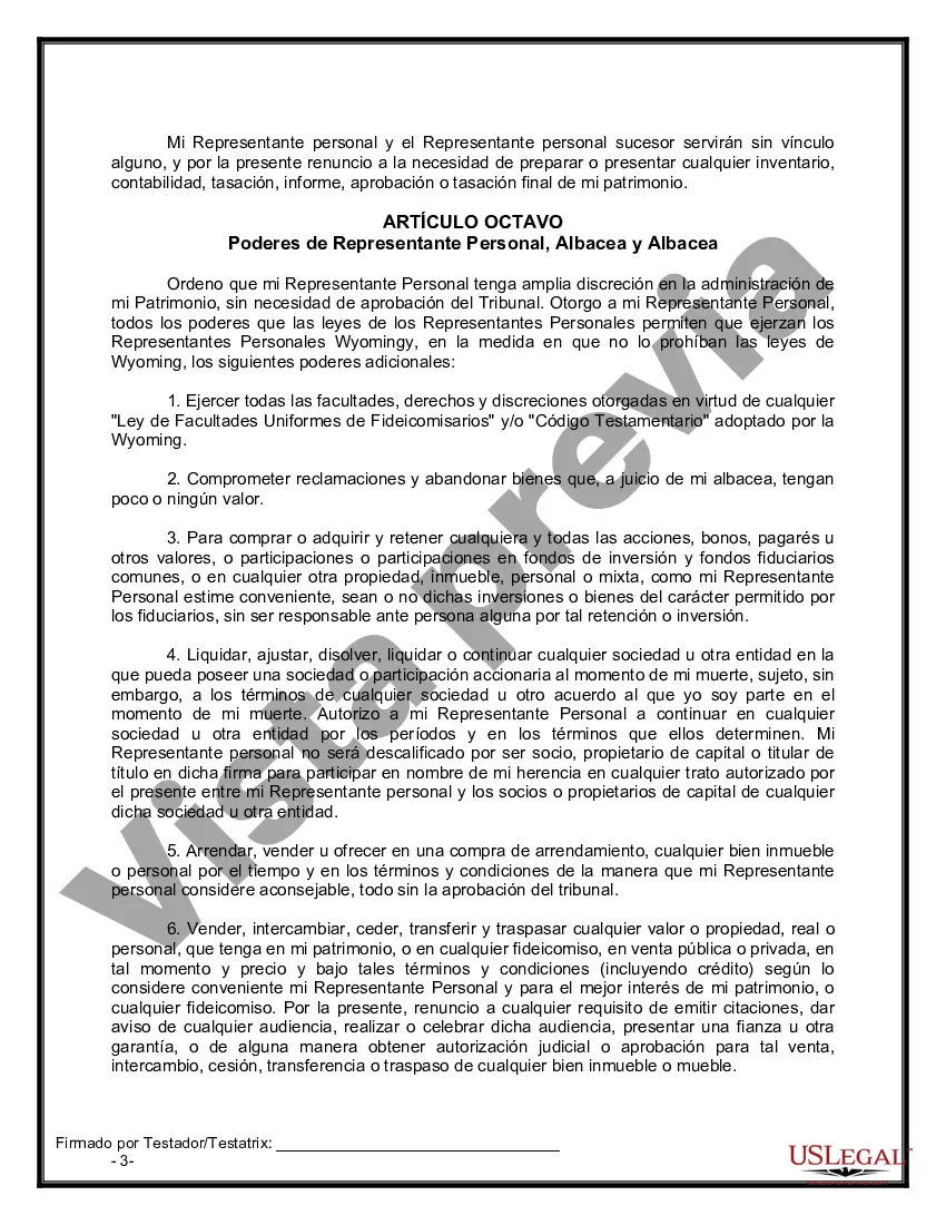 Preview Formulario de última voluntad legal para una viuda o viudo sin hijos