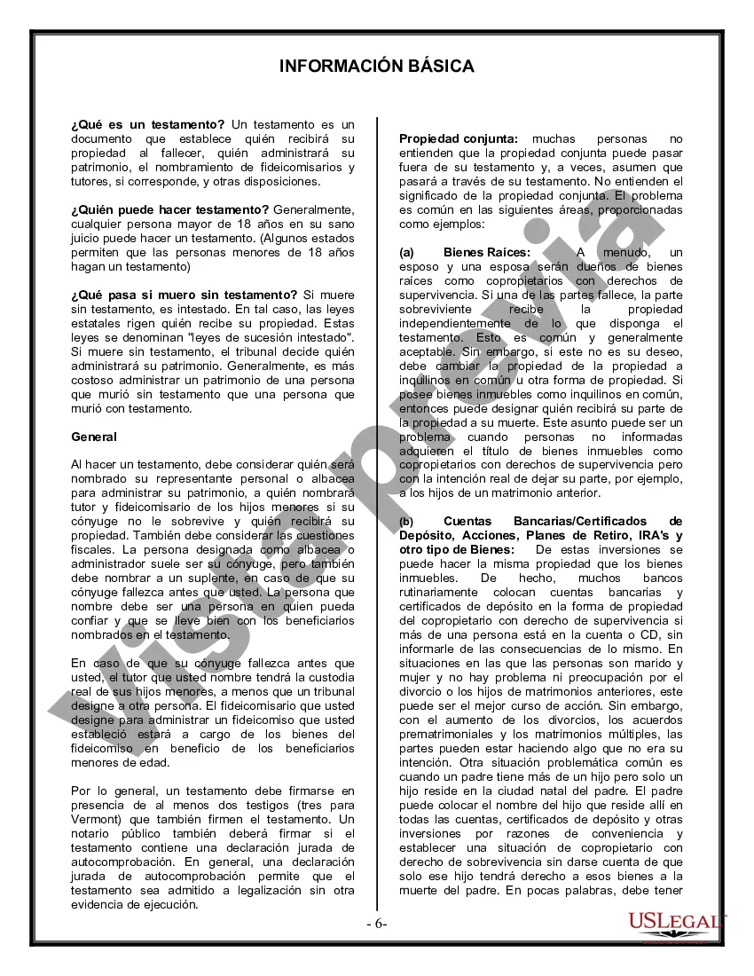 Preview Formulario Legal de Última Voluntad y Testamento para una Viuda o Viudo con Hijos Adultos y Menores