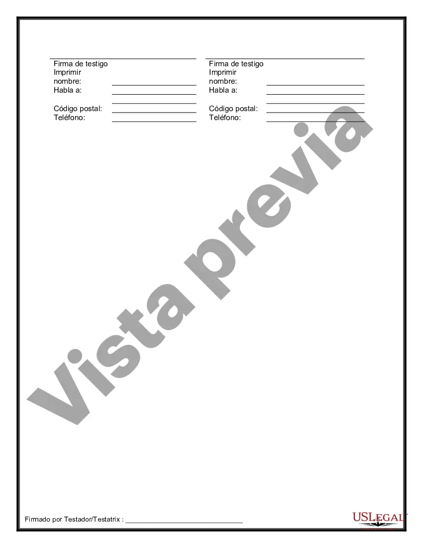 Preview Último testamento legal y formulario de testamento con todos los bienes en fideicomiso llamado testamento invertido