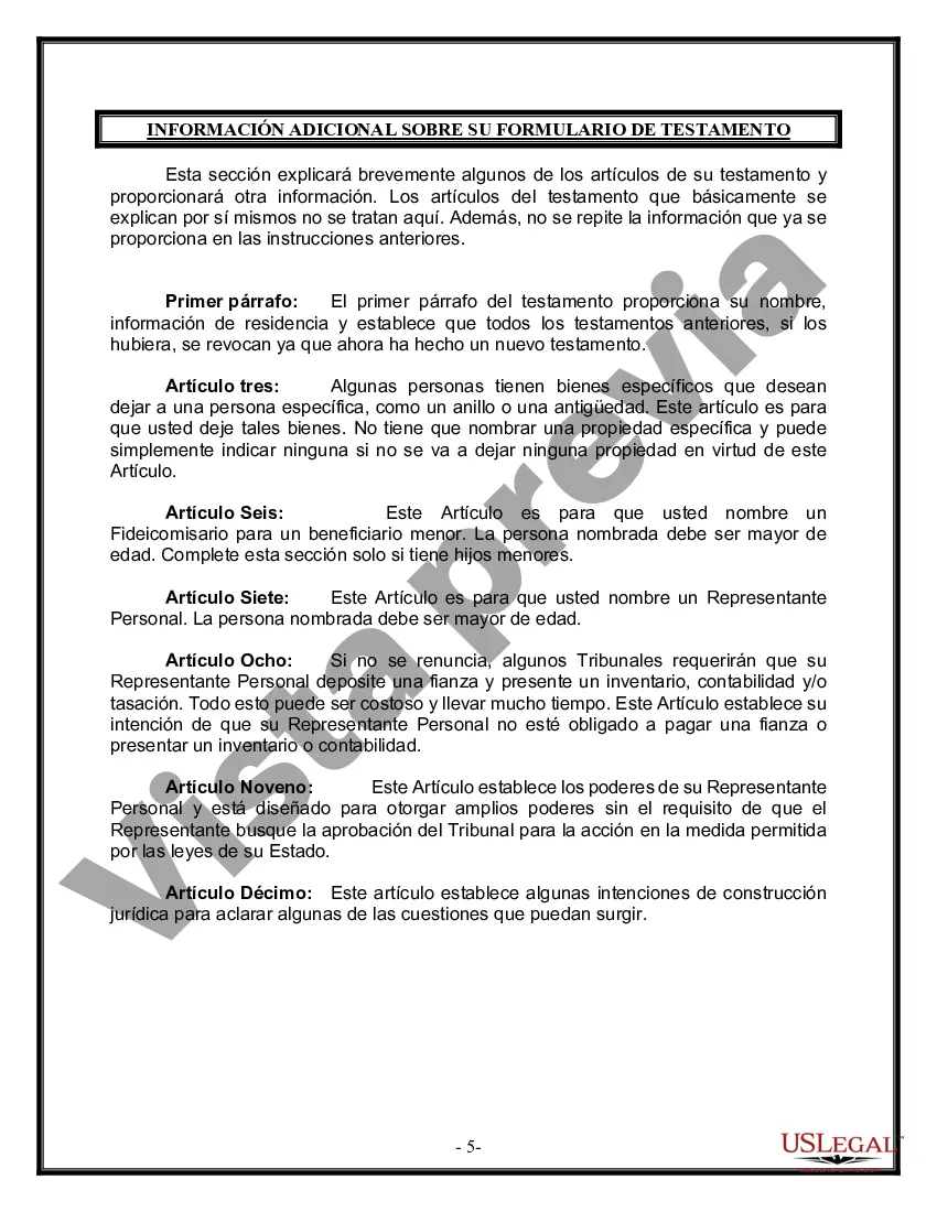 Preview Última voluntad y testamento para otras personas