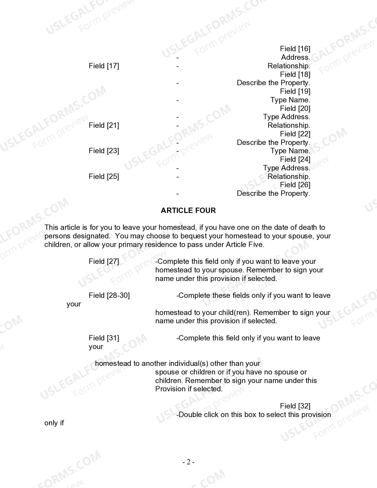 Preview Last Will and Testament for other Persons