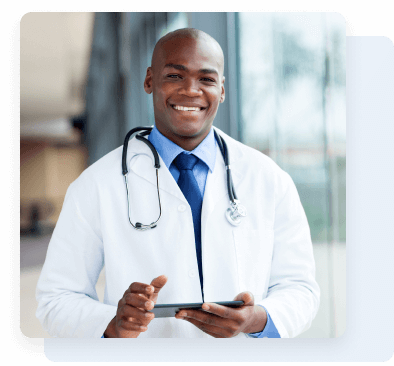 doctor with tablet in hands